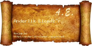 Anderlik Elemér névjegykártya